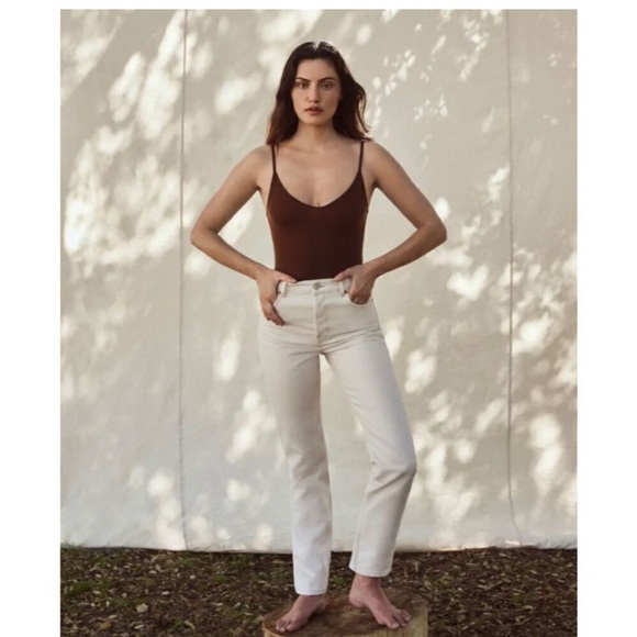 Reformation Cynthia High Rise Straight Jeans Bone New with tags! - Picture 1 of 16